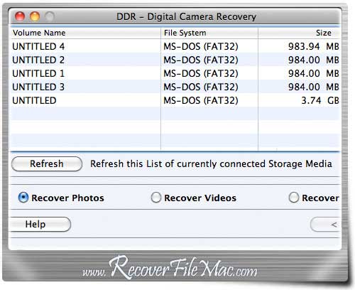 Screenshot of Recover Camera File Mac